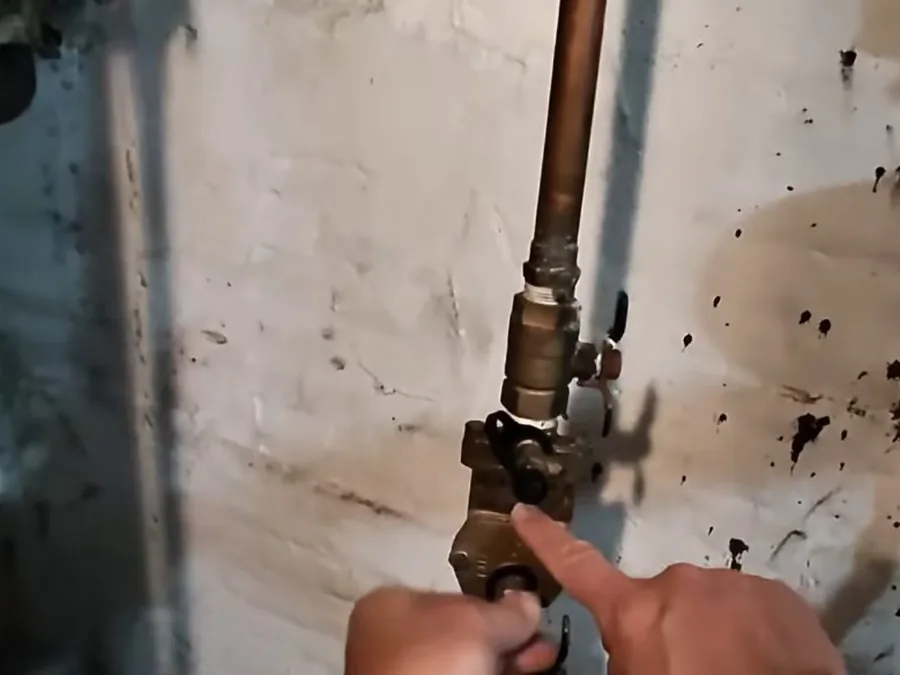 Backflow prevention assembly with test valves showing copper detail for backflow testing in Buckeye, AZ