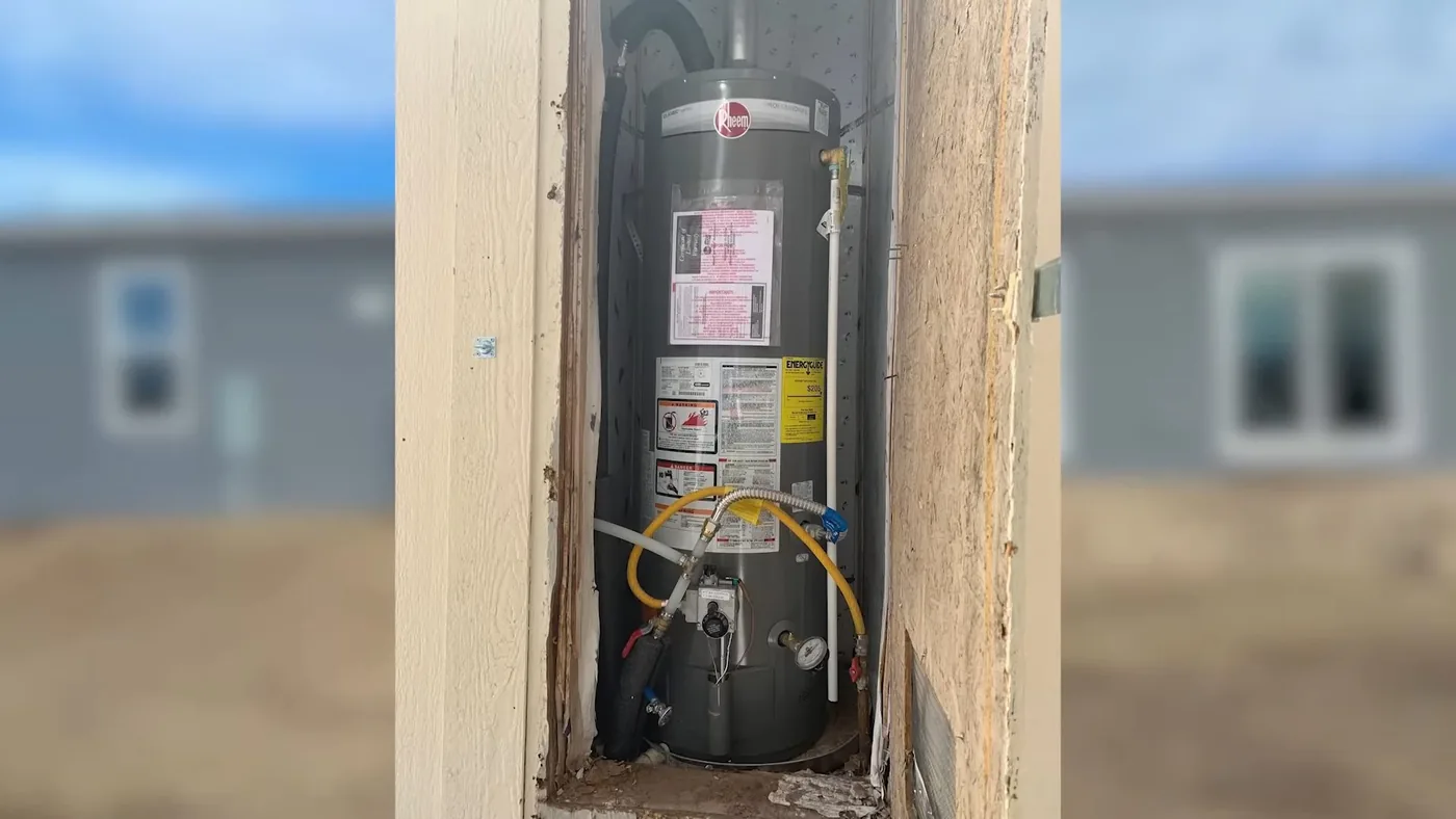 Water heater tank, piping, and service components for residential community in Goodyear, AZ